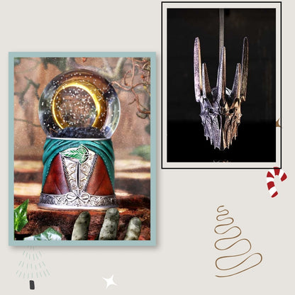 Colaj cu globul de zăpadă și ornamentul Sauron