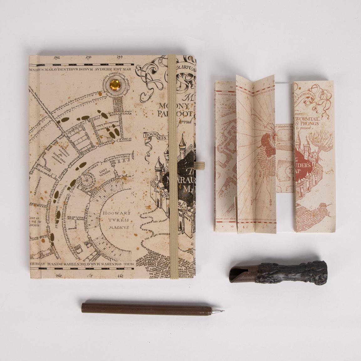 Set cadou Harry Potter Marauder's Map (caiet cu lumini LED, pix si harta)