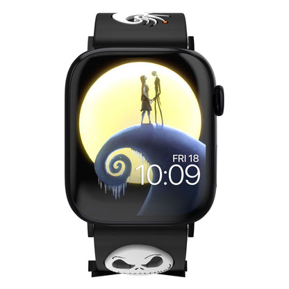 Apple Watch cu cureaua Jack Skellington, prim-plan frontal