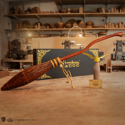 Replica Nimbus 2000 expusă pe suport, fotografie de ambient