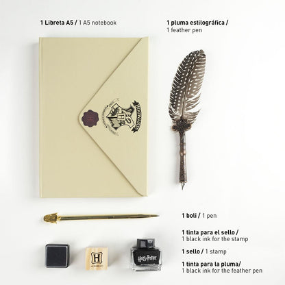 Componentele setului de caligrafie Harry Potter, vedere de sus
