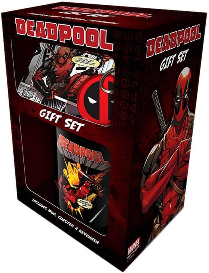 Set cadou Deadpool - Merc with a mouth (cana breloc coaster)