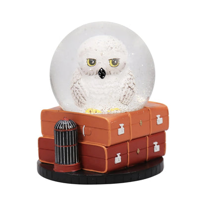 Globul de zăpadă Harry Potter cu bufnița Hedwig, vedere frontală