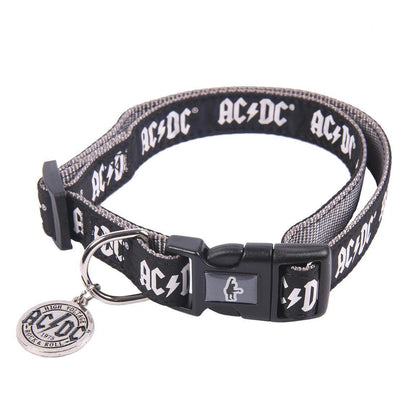 Zgarda pentru câini AC/DC cu medalion, vedere din semiprofil